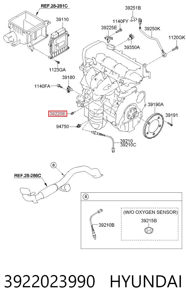 3922023990 Hyundai/Kia Sensor de temperatura de aceite del motor