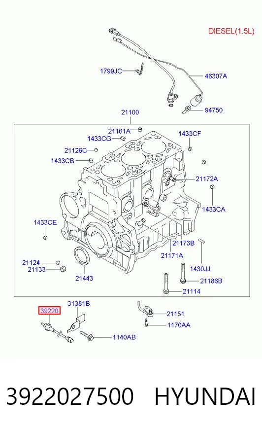 Sensor de temperatura del líquido refrigerante 3922027500 HYUNDAI