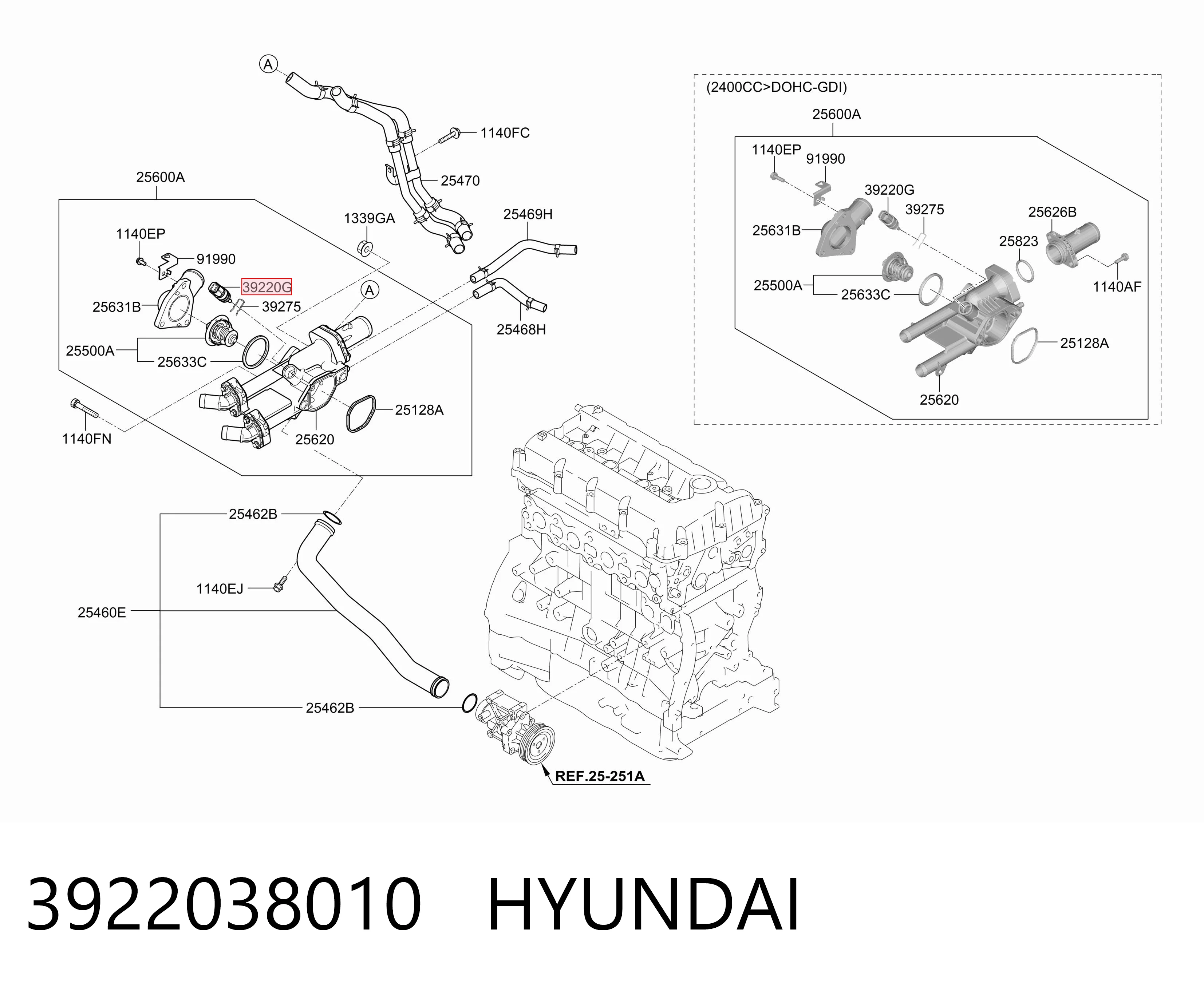 3922038010 Hyundai/Kia Sensor temperatura refrigerante