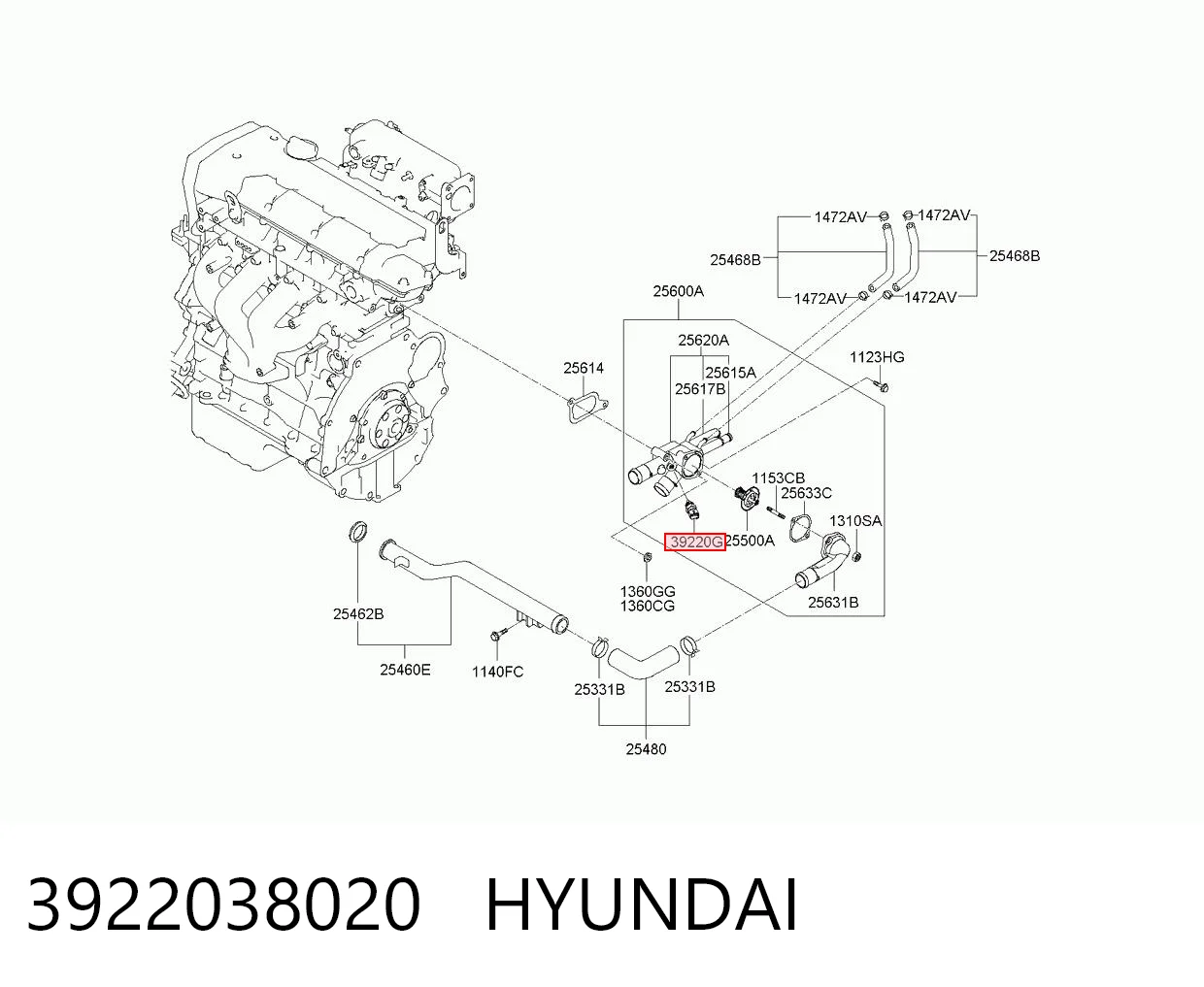 3922038020 Hyundai/Kia Sensor temperatura refrigerante