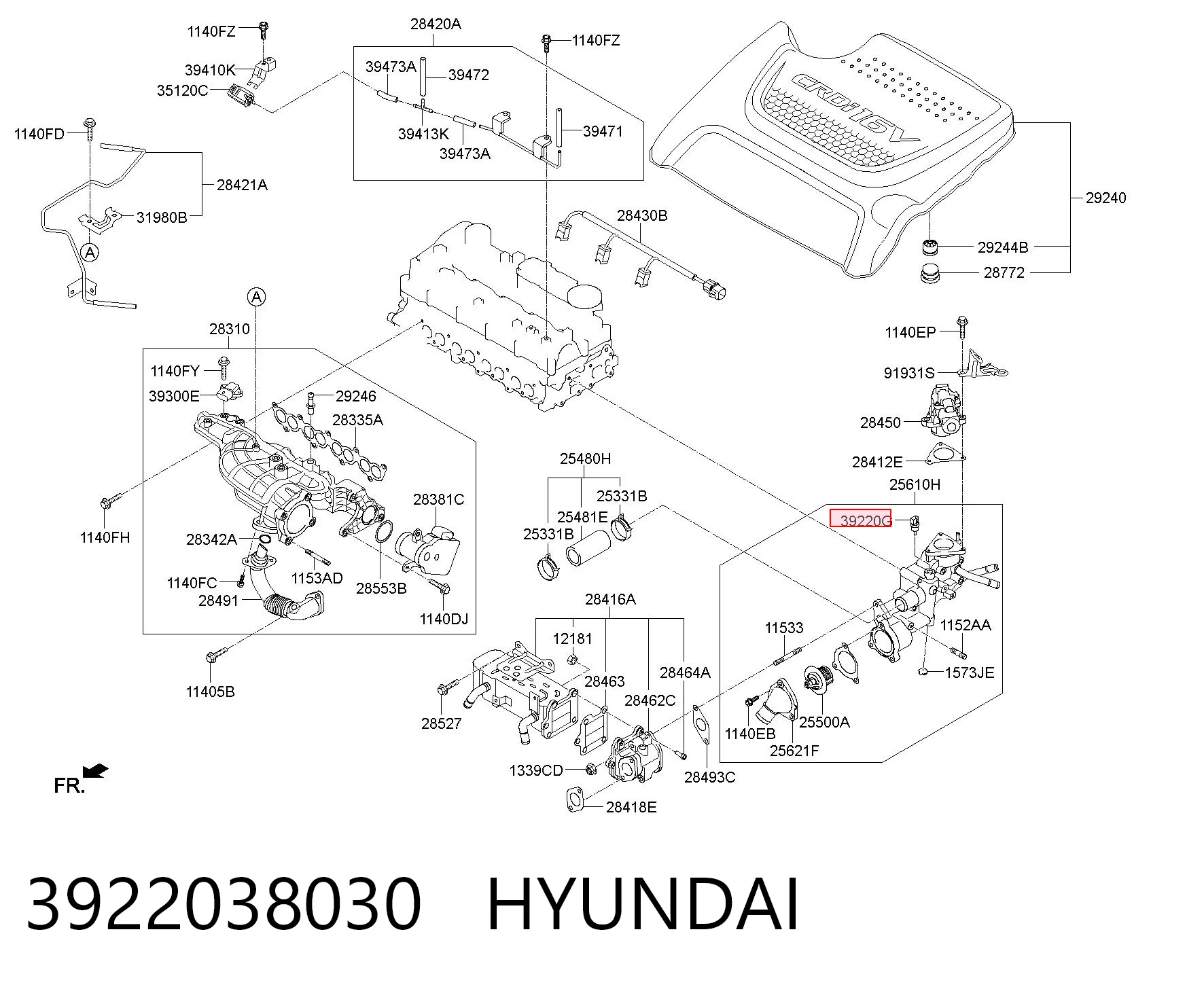 3922038030 Hyundai/Kia Sensor temperatura refrigerante
