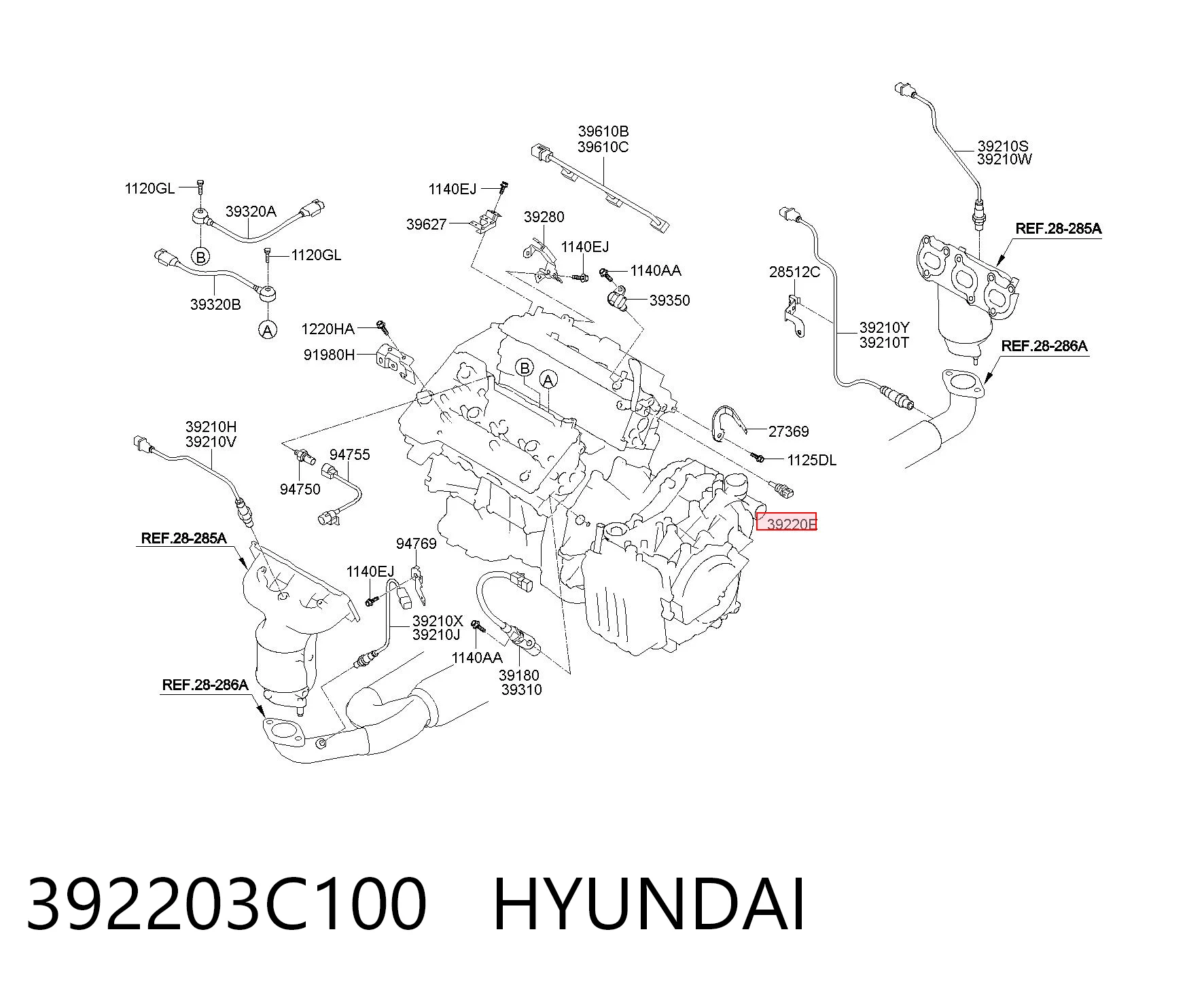 392203C100 Hyundai/Kia Sensor de temperatura de aceite del motor