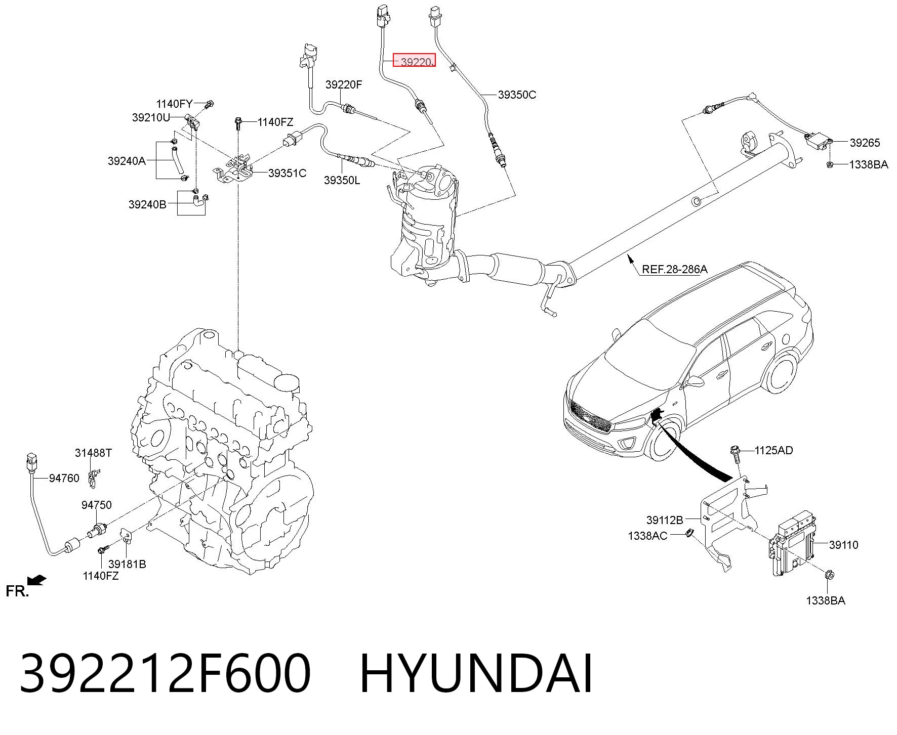 392212F600 Hyundai/Kia Sensor de temperatura de gases de escape del filtro de partículas