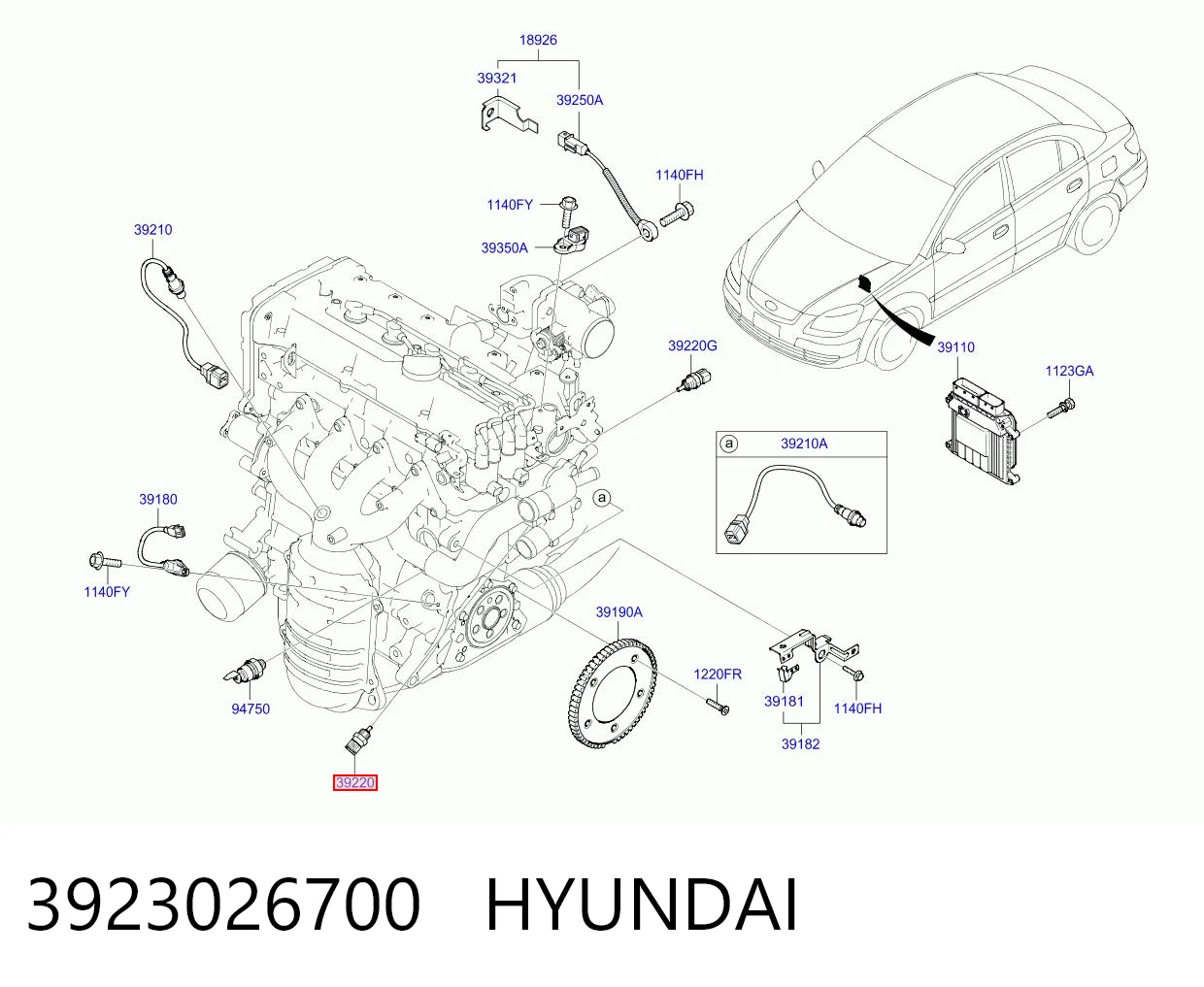 3923026700 Hyundai/Kia Sensor temperatura refrigerante