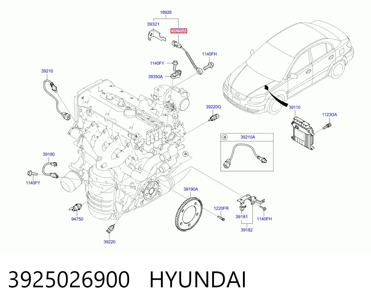 3925026900 Hyundai/Kia Sensor de detonación