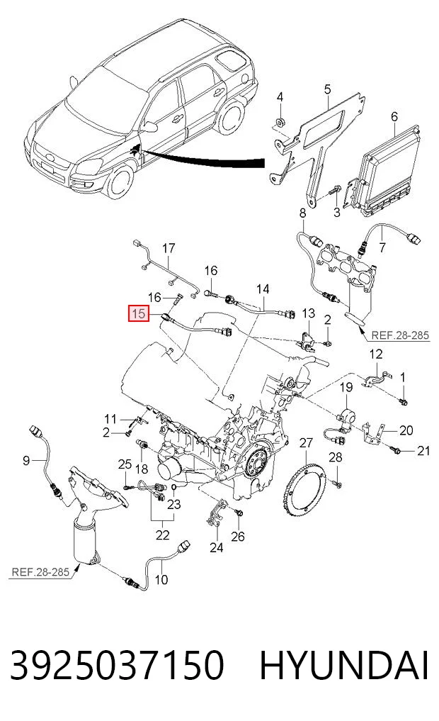 3925037150 Hyundai/Kia Sensor de detonación