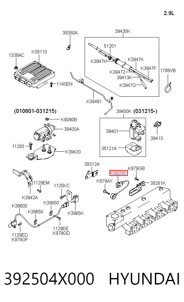 392504X000 Hyundai/Kia Sensor de detonación