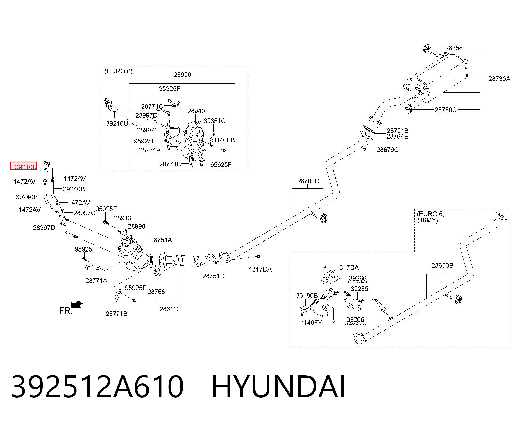392512A610 Hyundai/Kia Sensor de presion de escape