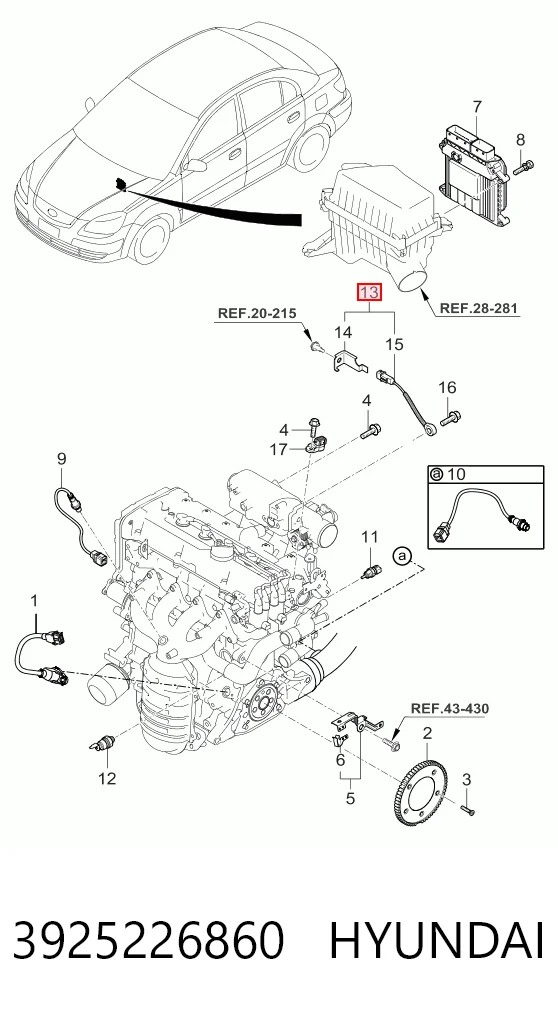 3925226860 Hyundai/Kia Sensor de detonación
