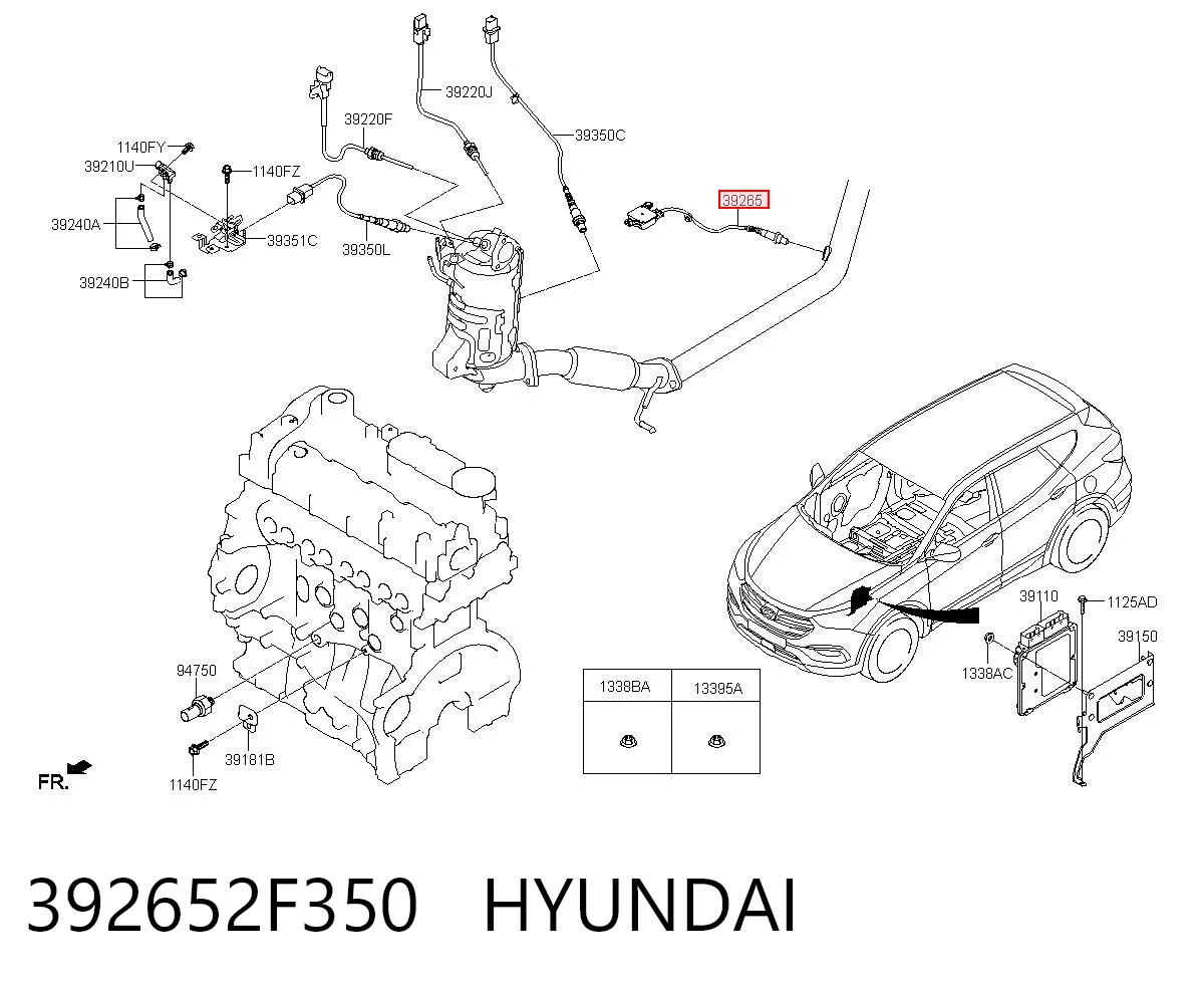 392652F350 Hyundai/Kia Sensor de óxidos de nitrógeno NOx
