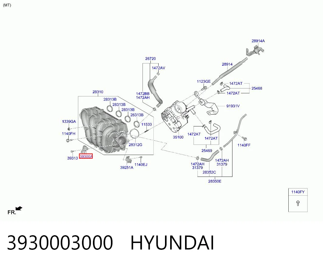 3930003000 Hyundai/Kia Sensor, presión colector de admisión 