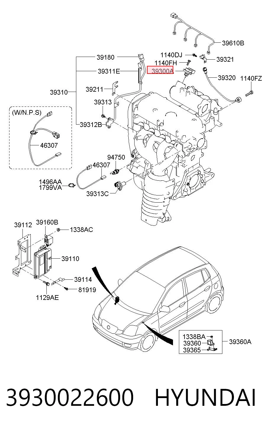 3930022600 Hyundai/Kia Sensor, presión colector de admisión 