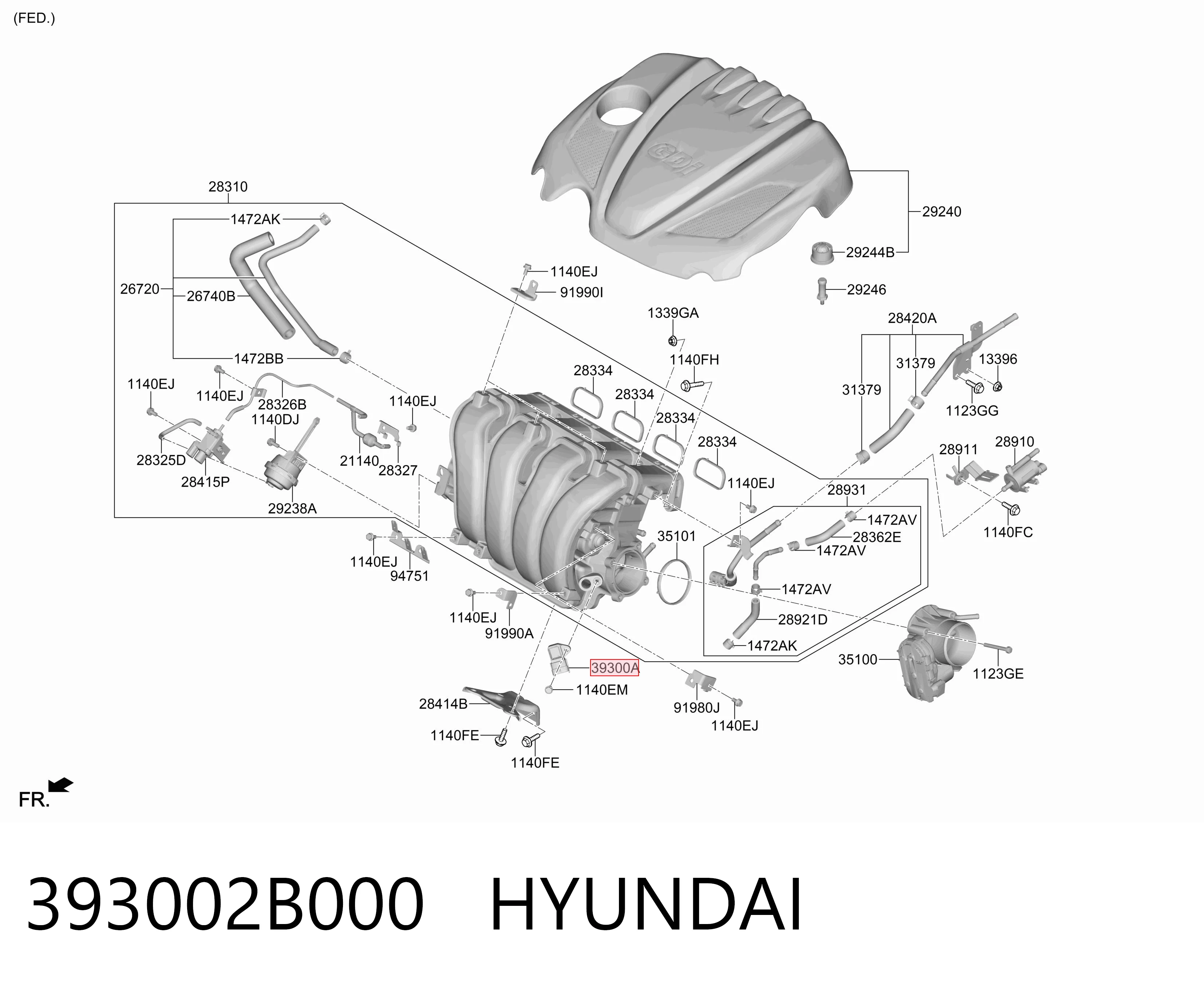 393002B000 Hyundai/Kia Sensor, presión colector de admisión 