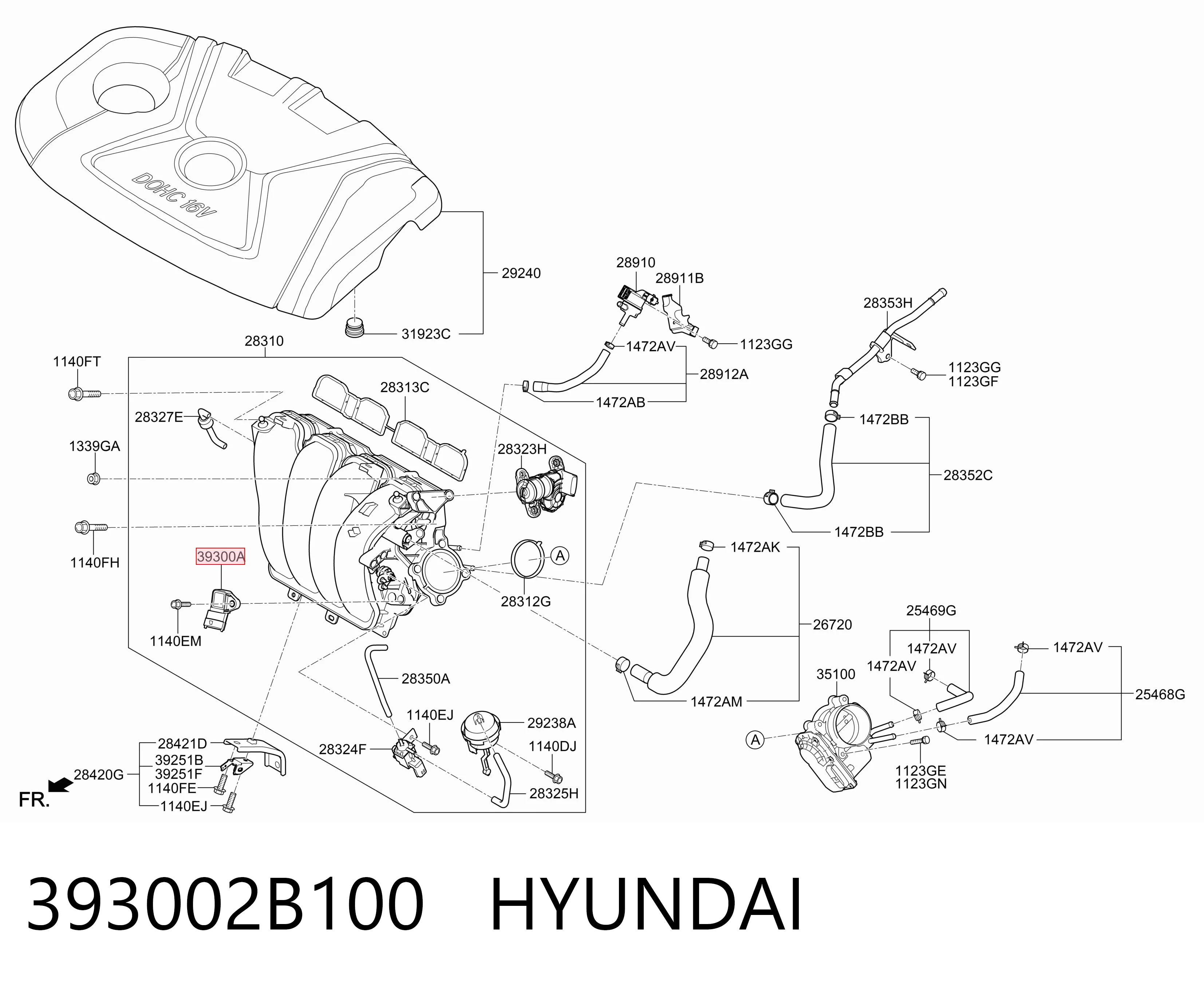 393002B100 Hyundai/Kia Sensor, presión colector de admisión 