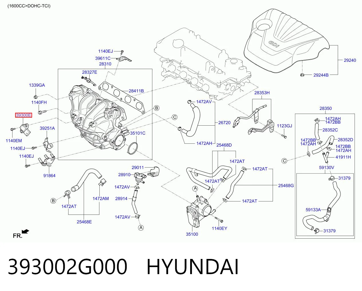 393002G000 Hyundai/Kia Sensor de presión de sobrealimentación