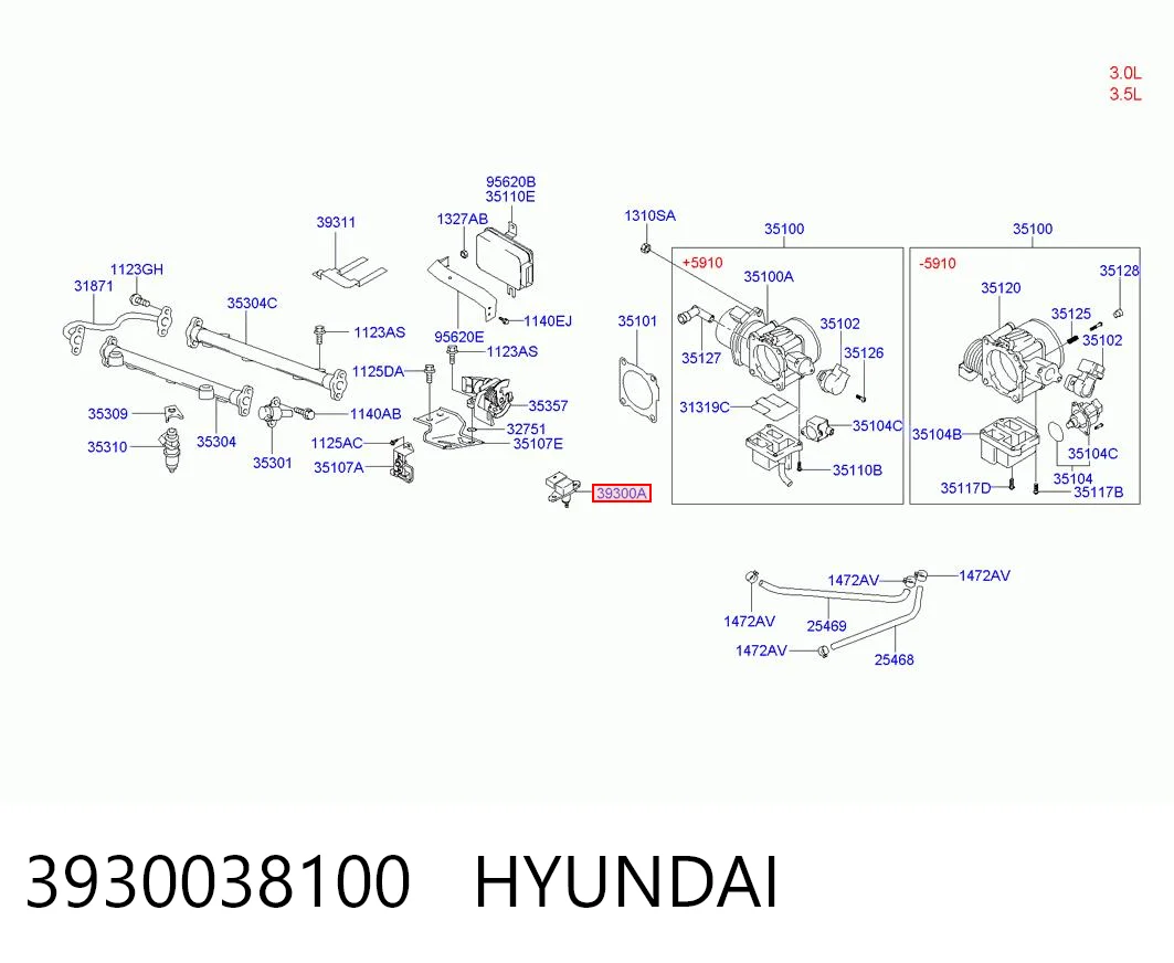 3930038100 Hyundai/Kia Sensor, presión colector de admisión 