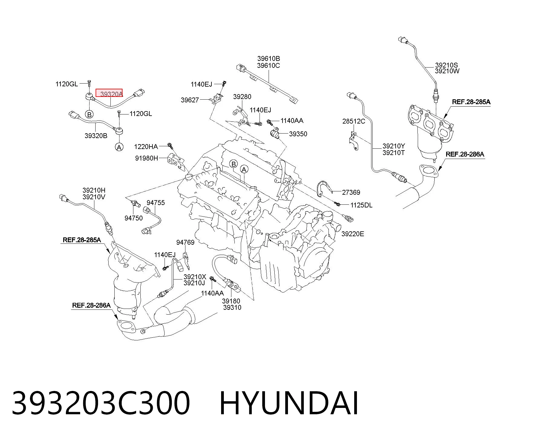 393203C300 Hyundai/Kia Sensor de detonación