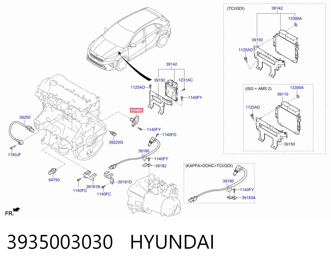 3935003030 Hyundai/Kia Sensor posición arbol de levas
