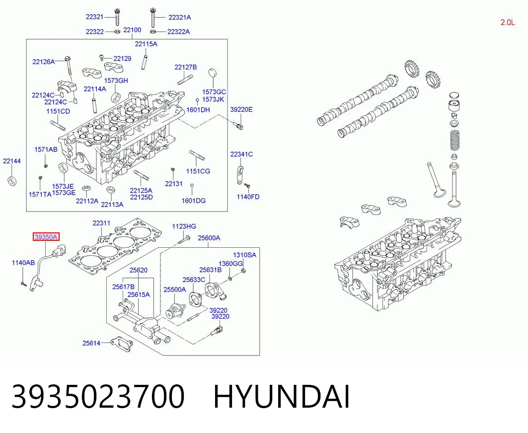 Sensor de posición del árbol de levas 3935023700 HYUNDAI