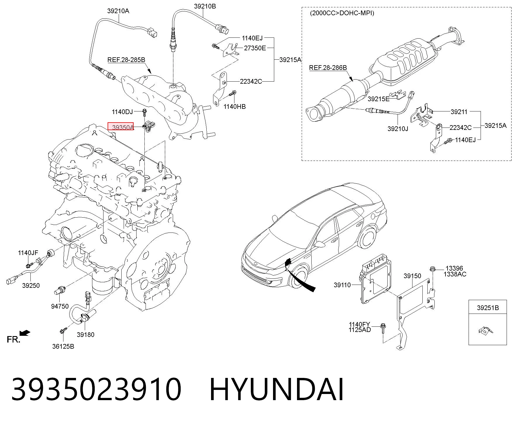 3935023910 Hyundai/Kia Sensor posición arbol de levas