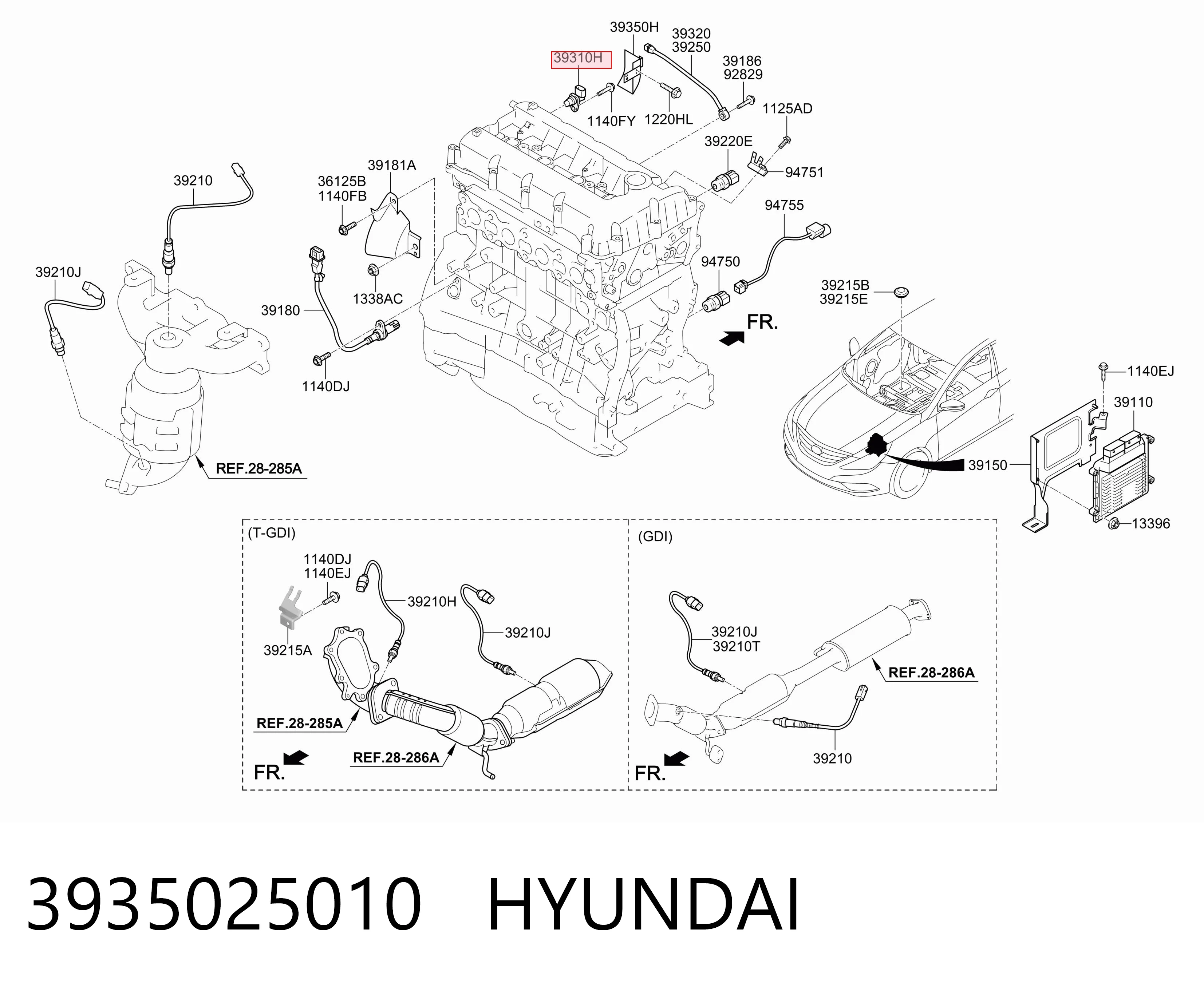 3935025010 Hyundai/Kia Sensor posición arbol de levas