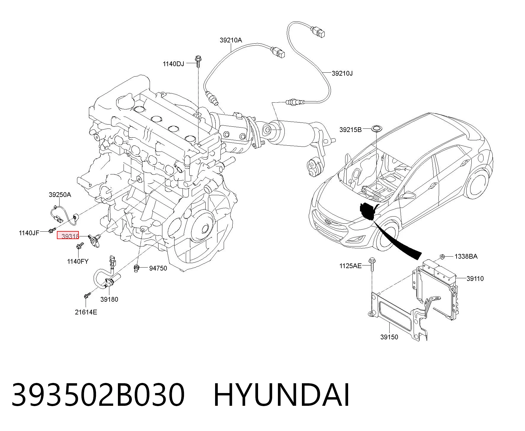 393502B030 Hyundai/Kia Sensor posición arbol de levas