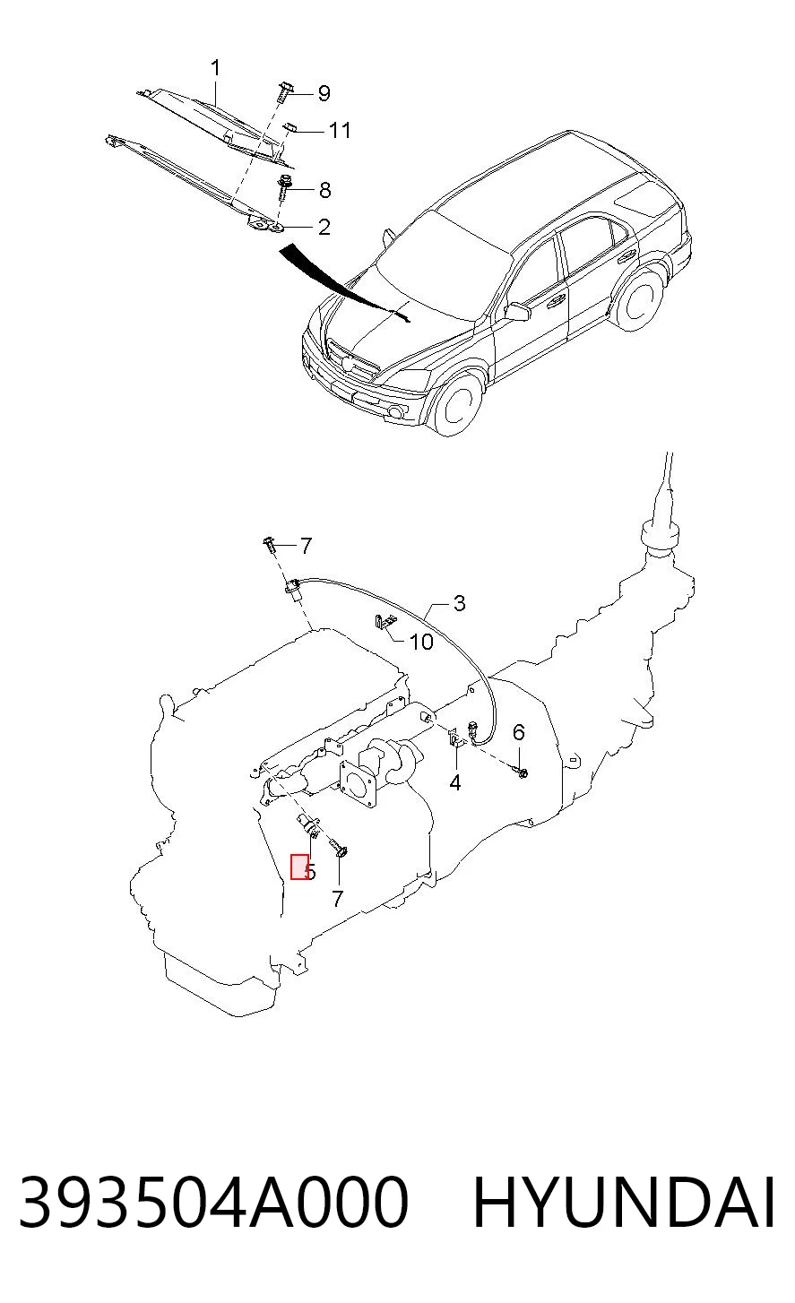 Sensor de posición del árbol de levas 393504A000 HYUNDAI