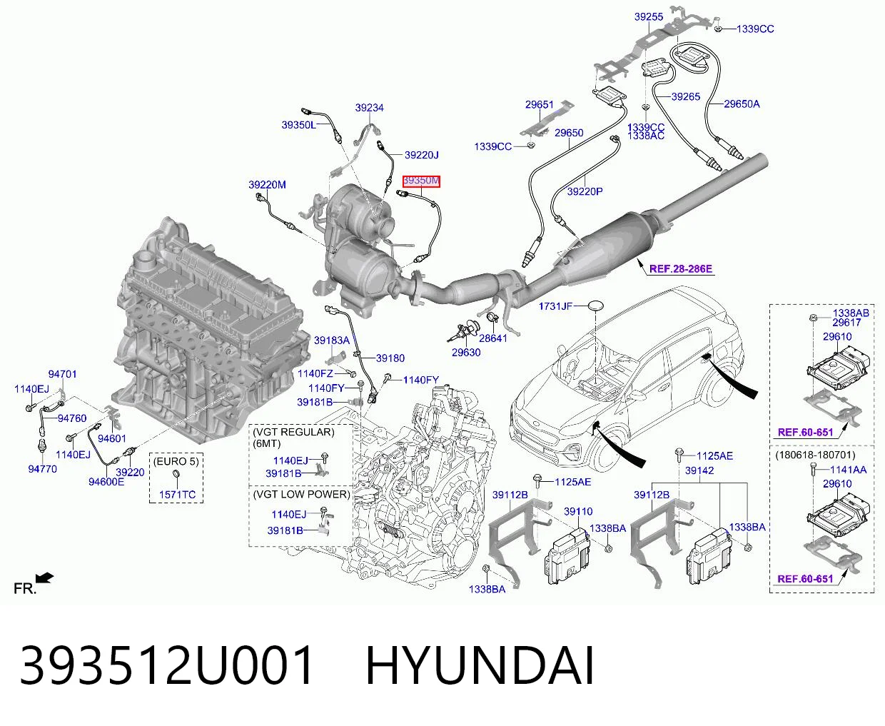 393512U001 Hyundai/Kia Sonda lambda, sensor de oxígeno