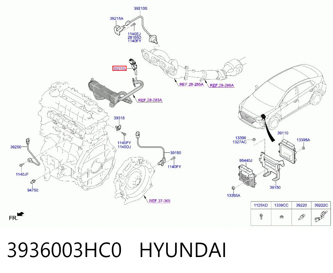 3936003HC0 Hyundai/Kia Sensor, presión gas de escape