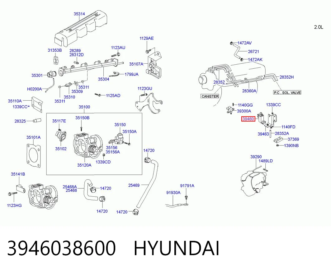 Válvula solenoide de control de presión de sobrealimentación 3946038600 HYUNDAI