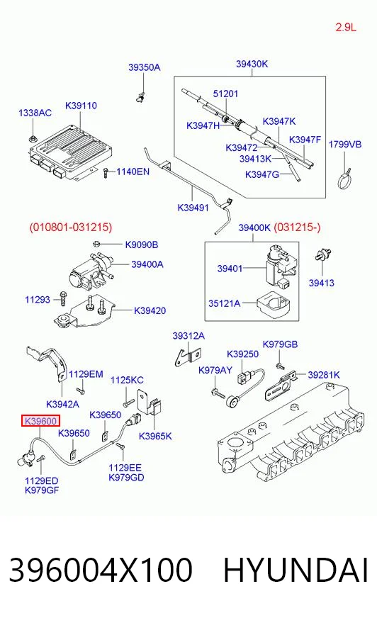 396004X100 Hyundai/Kia Sensor de posición del cigüeñal