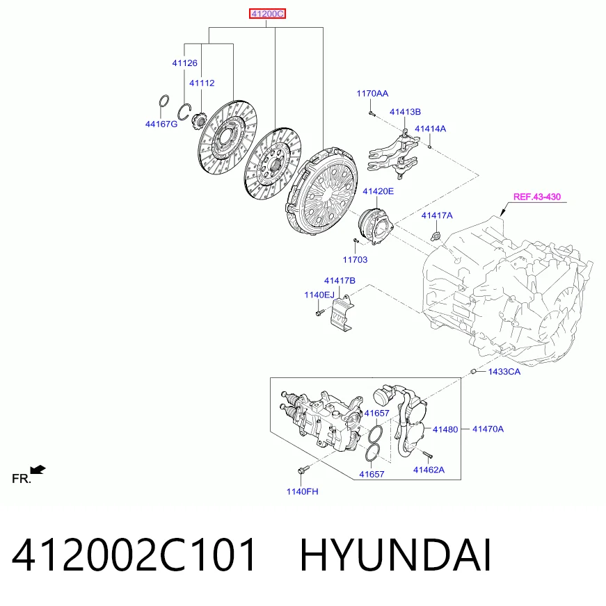 412002C101 Hyundai/Kia Embrague motor