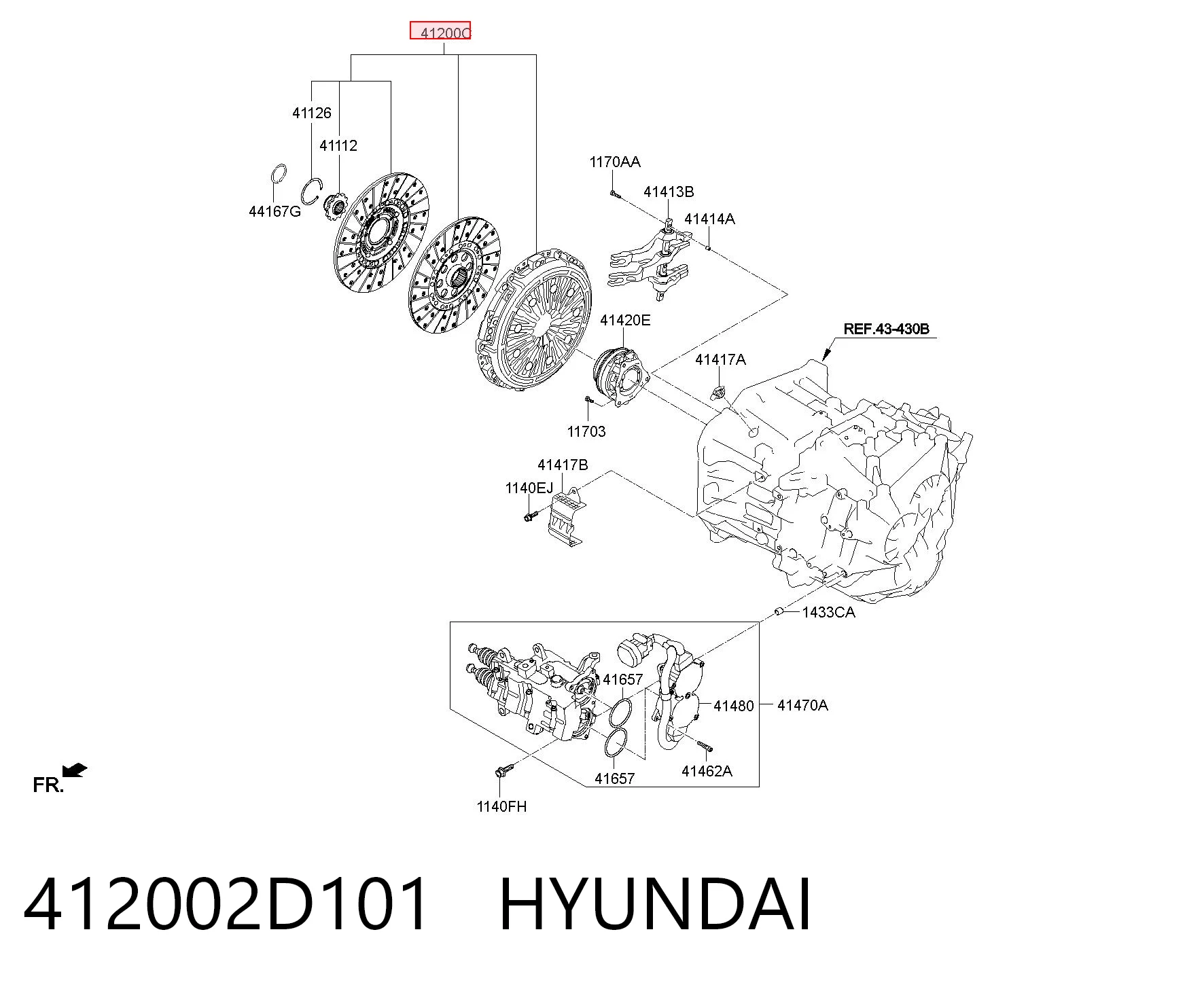 412002D101 Hyundai/Kia Embrague motor
