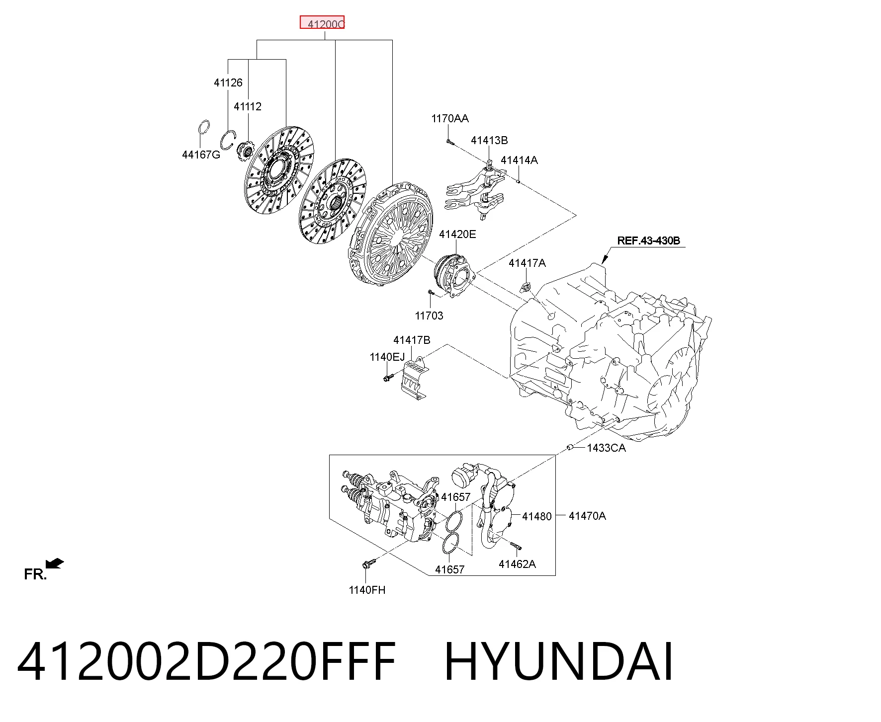 412002D220FFF Hyundai/Kia Embrague motor
