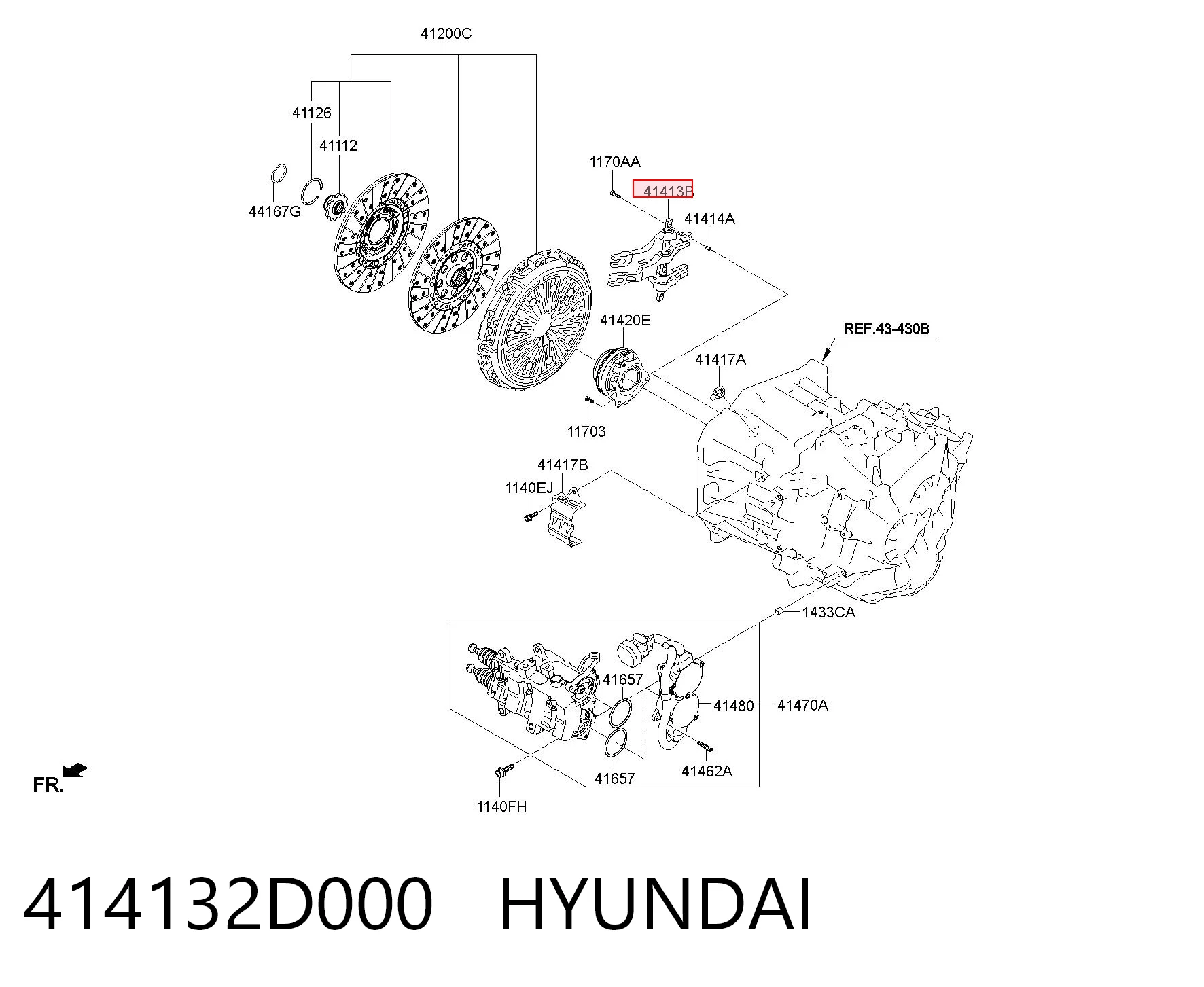 414132D000 Hyundai/Kia Horquilla de embrague