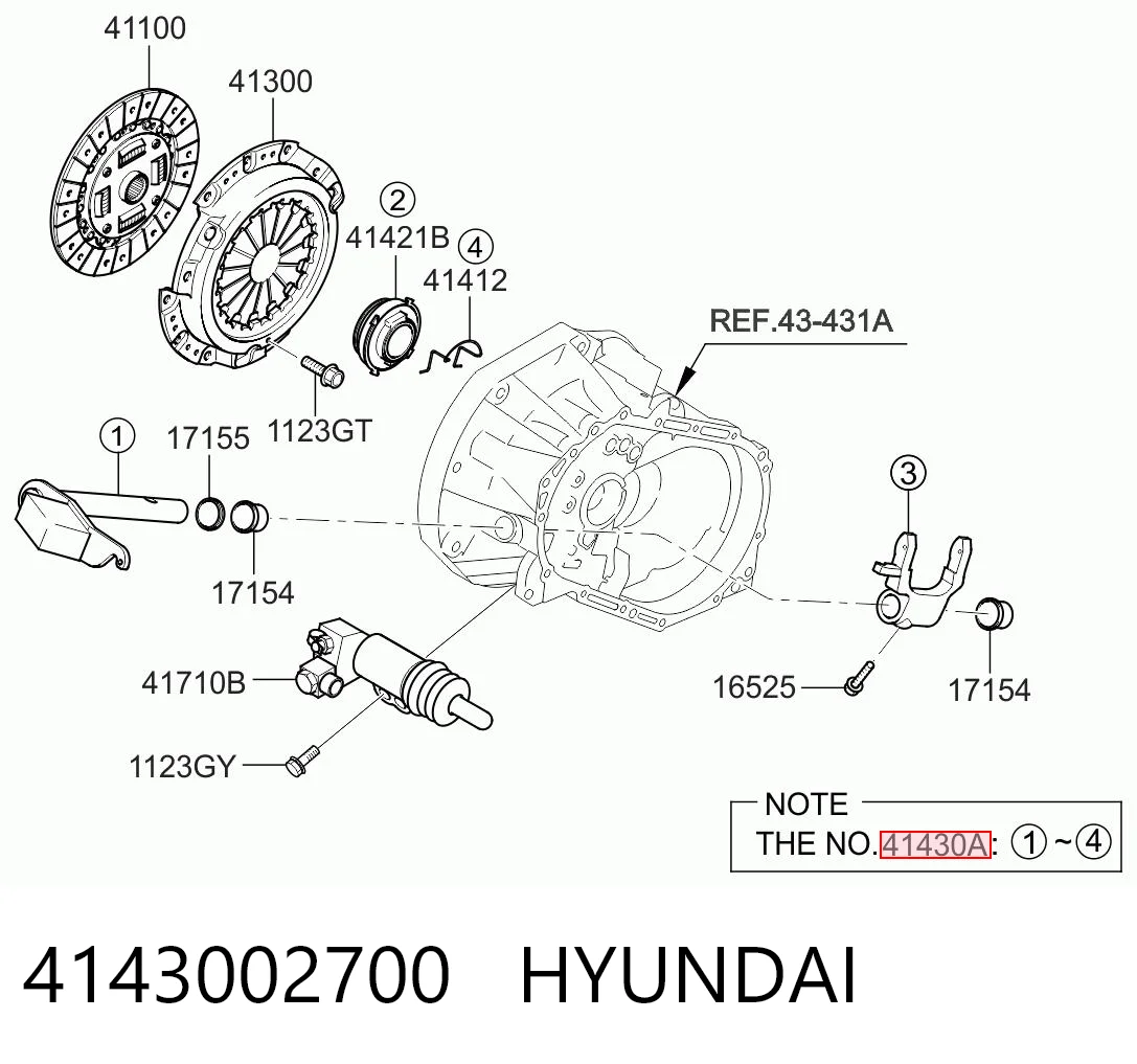 4143002700 Hyundai/Kia Horquilla de embrague