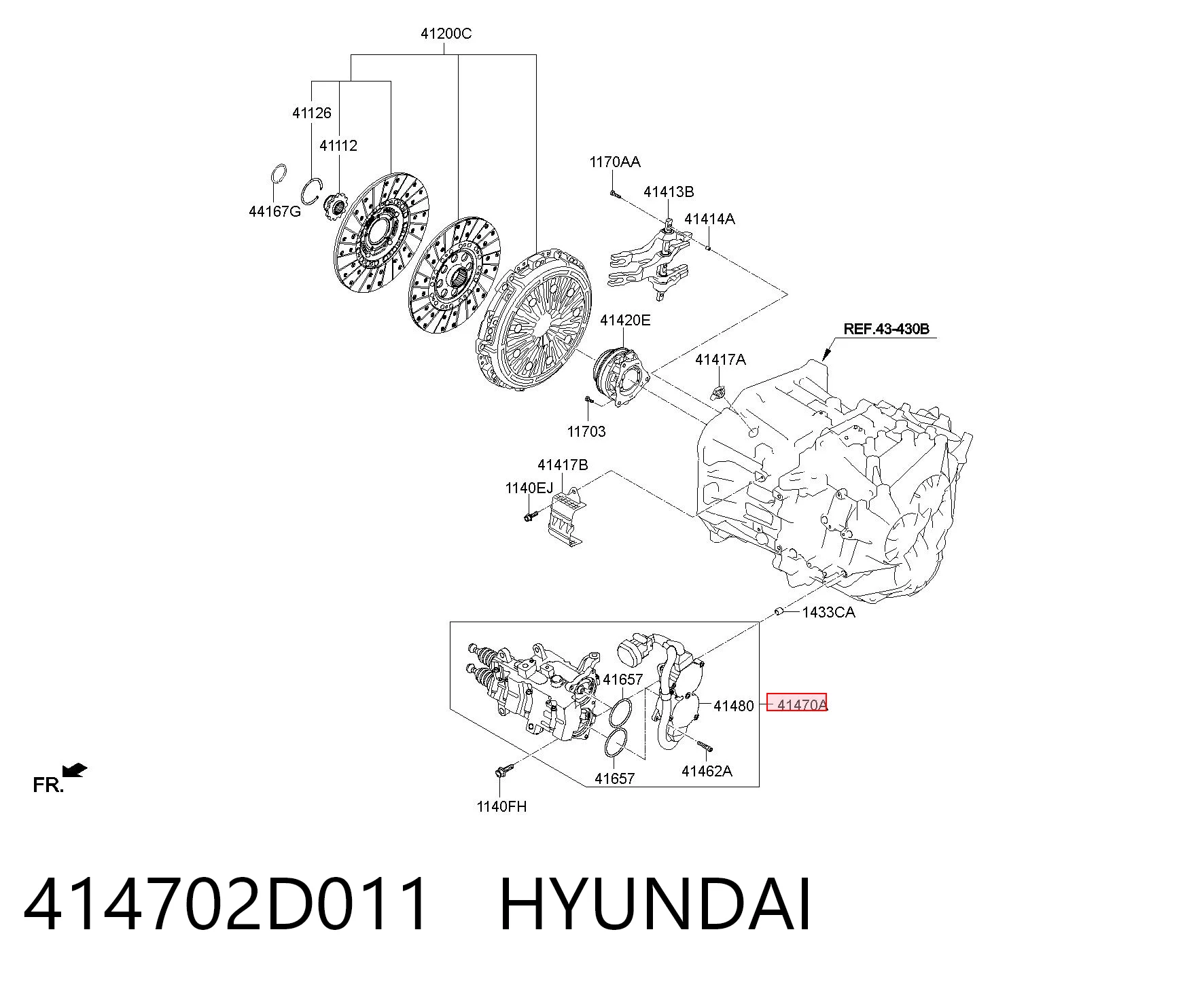 414702D011 Hyundai/Kia Actuador de embrague