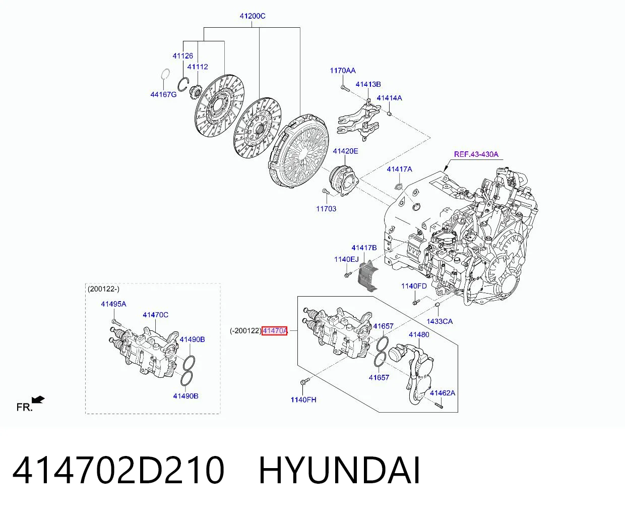 414702D210 Hyundai/Kia Actuador de embrague