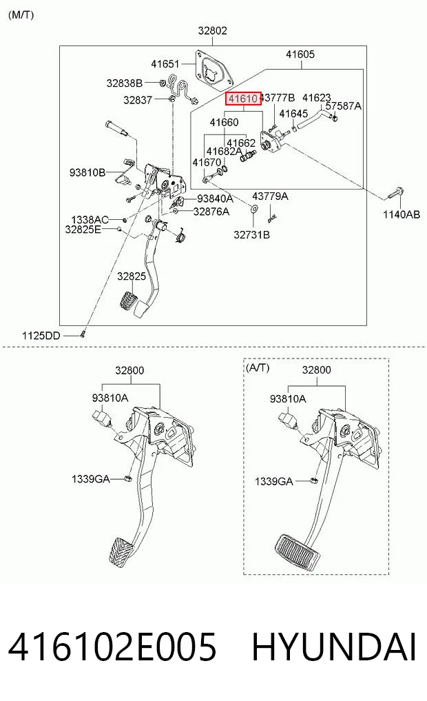 416102E005 Hyundai/Kia Cilindro maestro de clutch