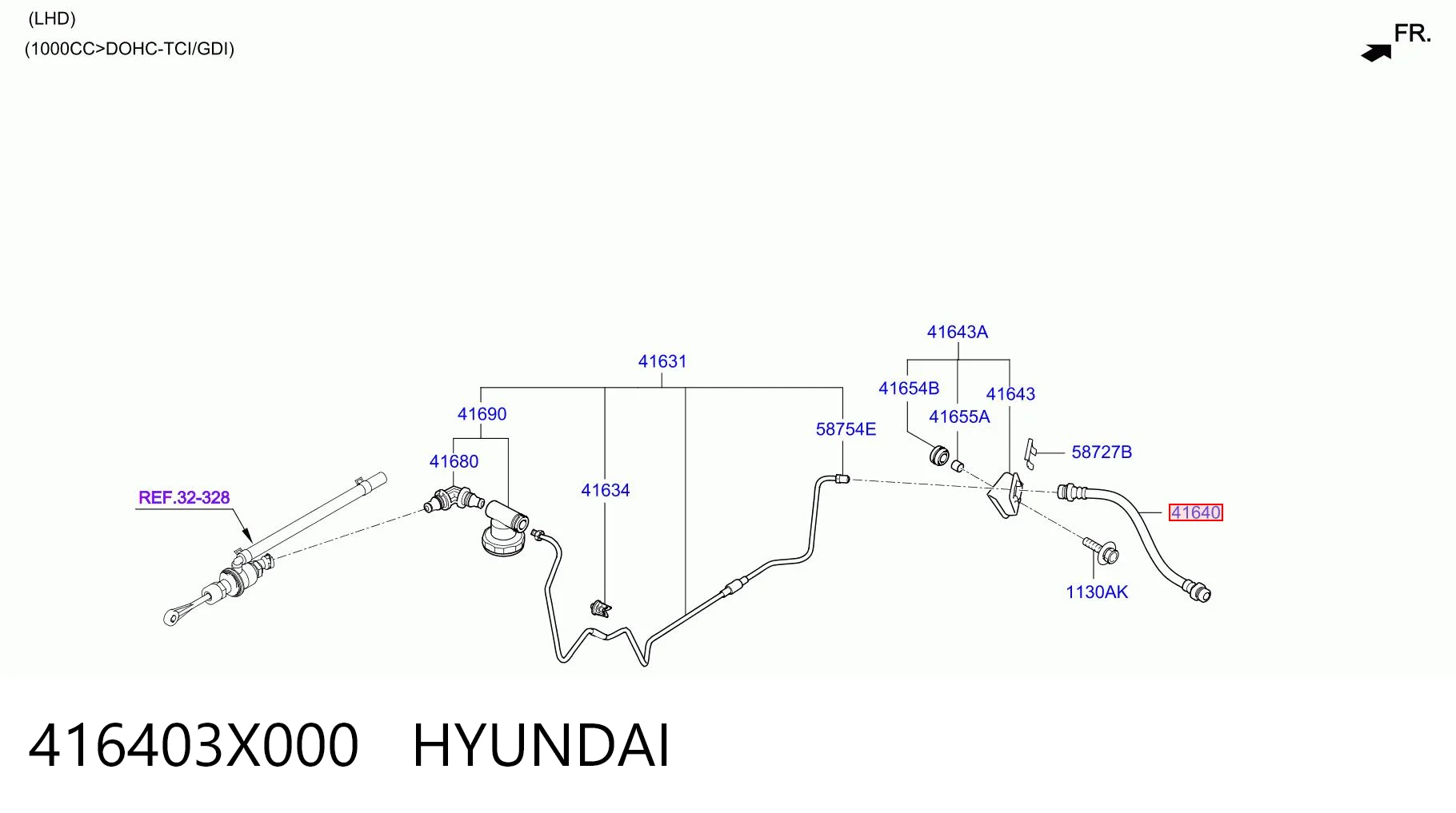 416403X000 Hyundai/Kia Tubo flexible de embrague
