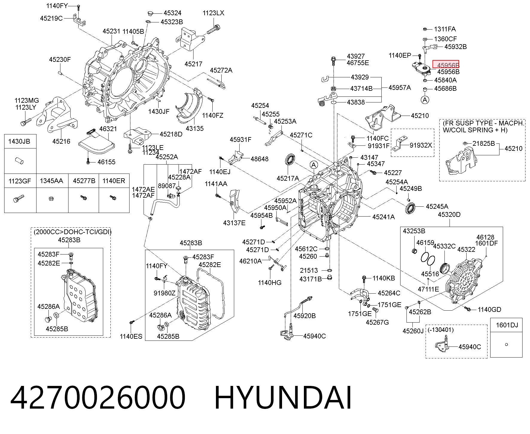 4270026000 Hyundai/Kia Sensor de posición del selector de la transmisión automática