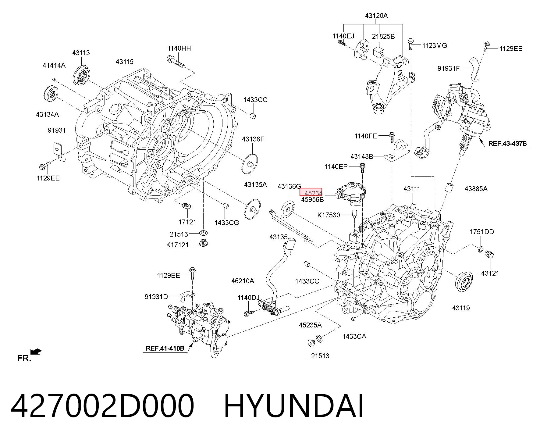 427002D000 Hyundai/Kia Sensor de posición del selector de la transmisión automática