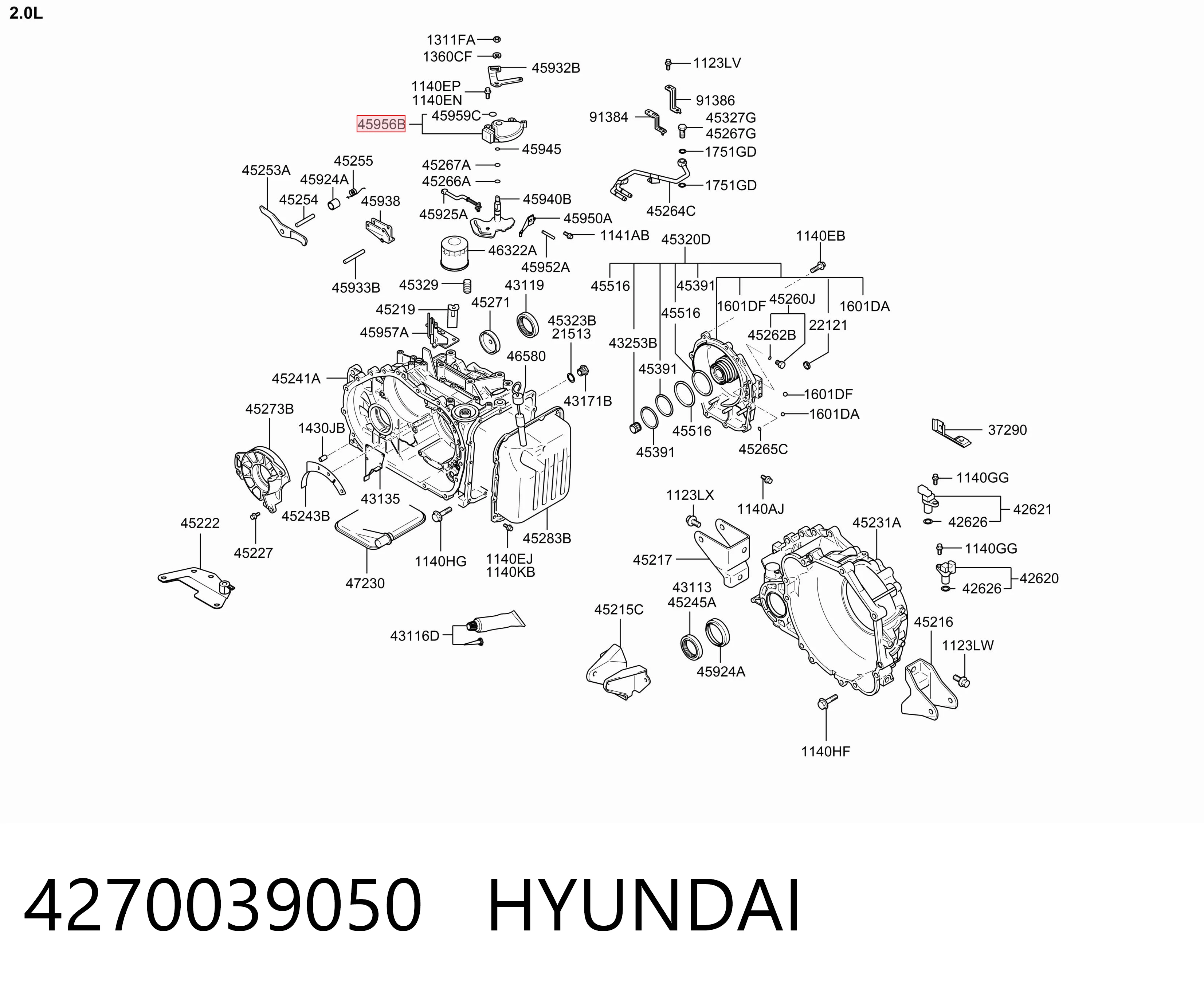 4270039050 Hyundai/Kia Sensor de posiciones de la transmisión automática