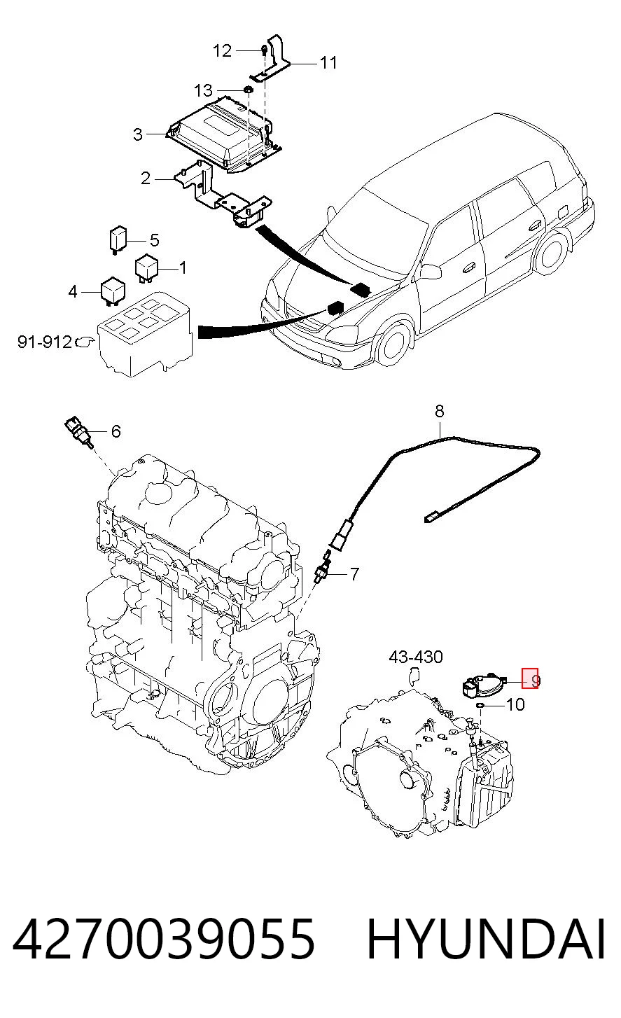 4270039055 Hyundai/Kia Sensor de posiciones de la transmisión automática