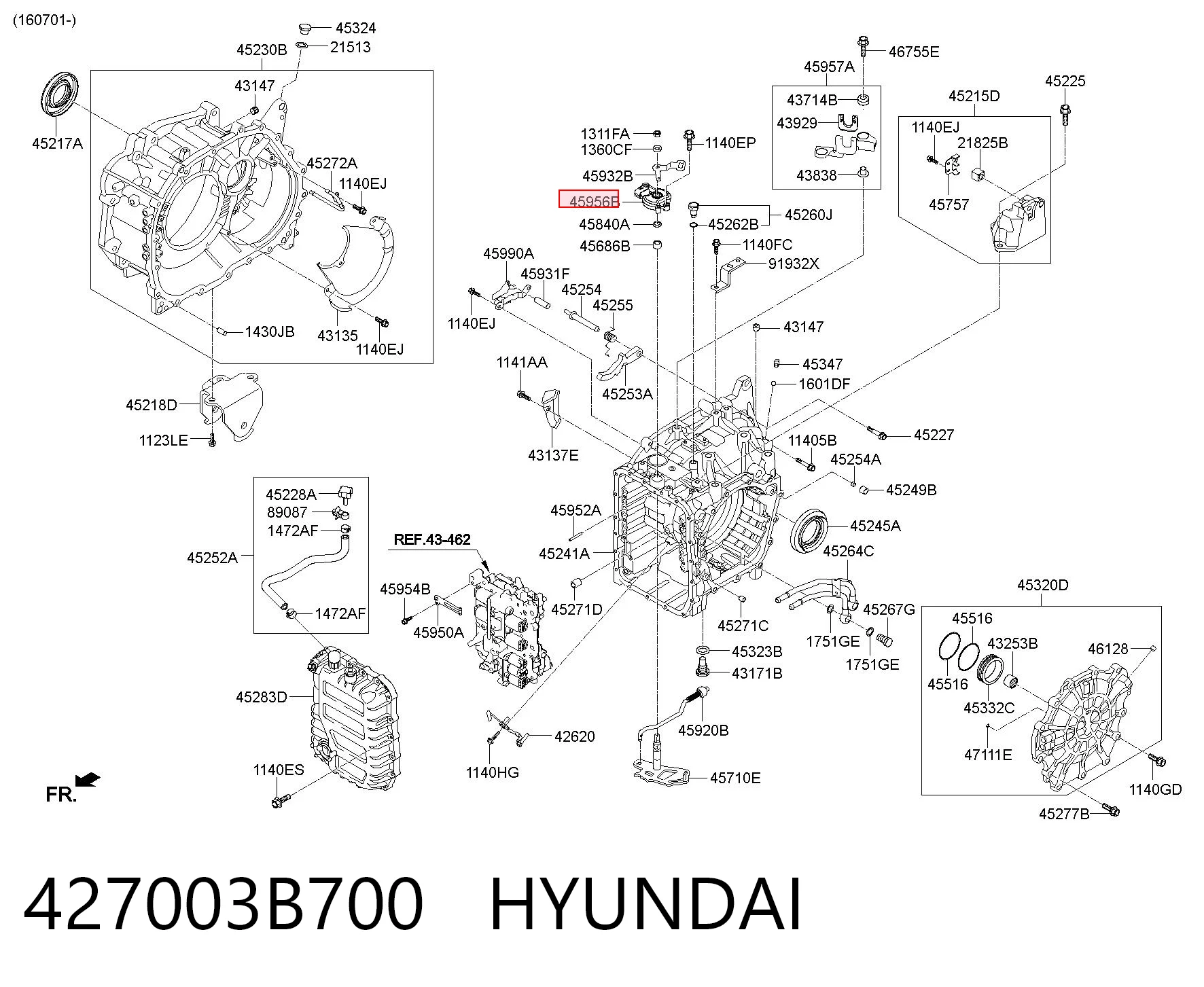 427003B700 Hyundai/Kia Sensor de posición del selector de la transmisión automática