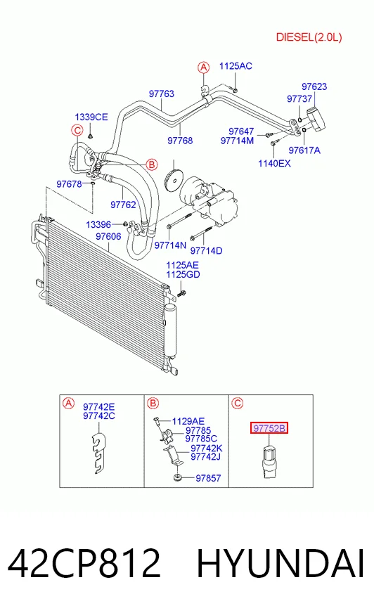 42CP812 Hyundai/Kia Sensor de baja presion aire acondicionado