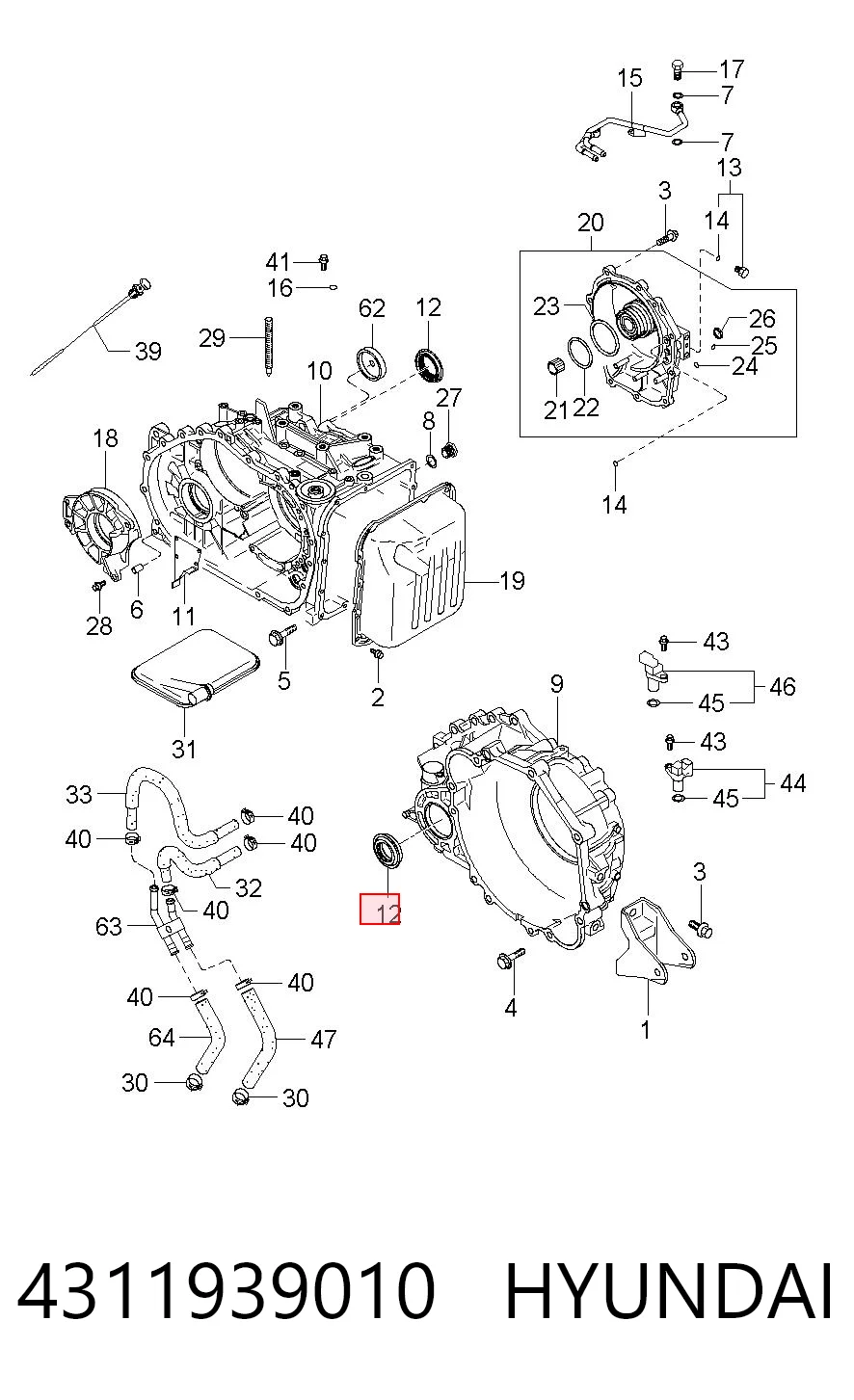 4311939010 Hyundai/Kia Retén del semieje delantero