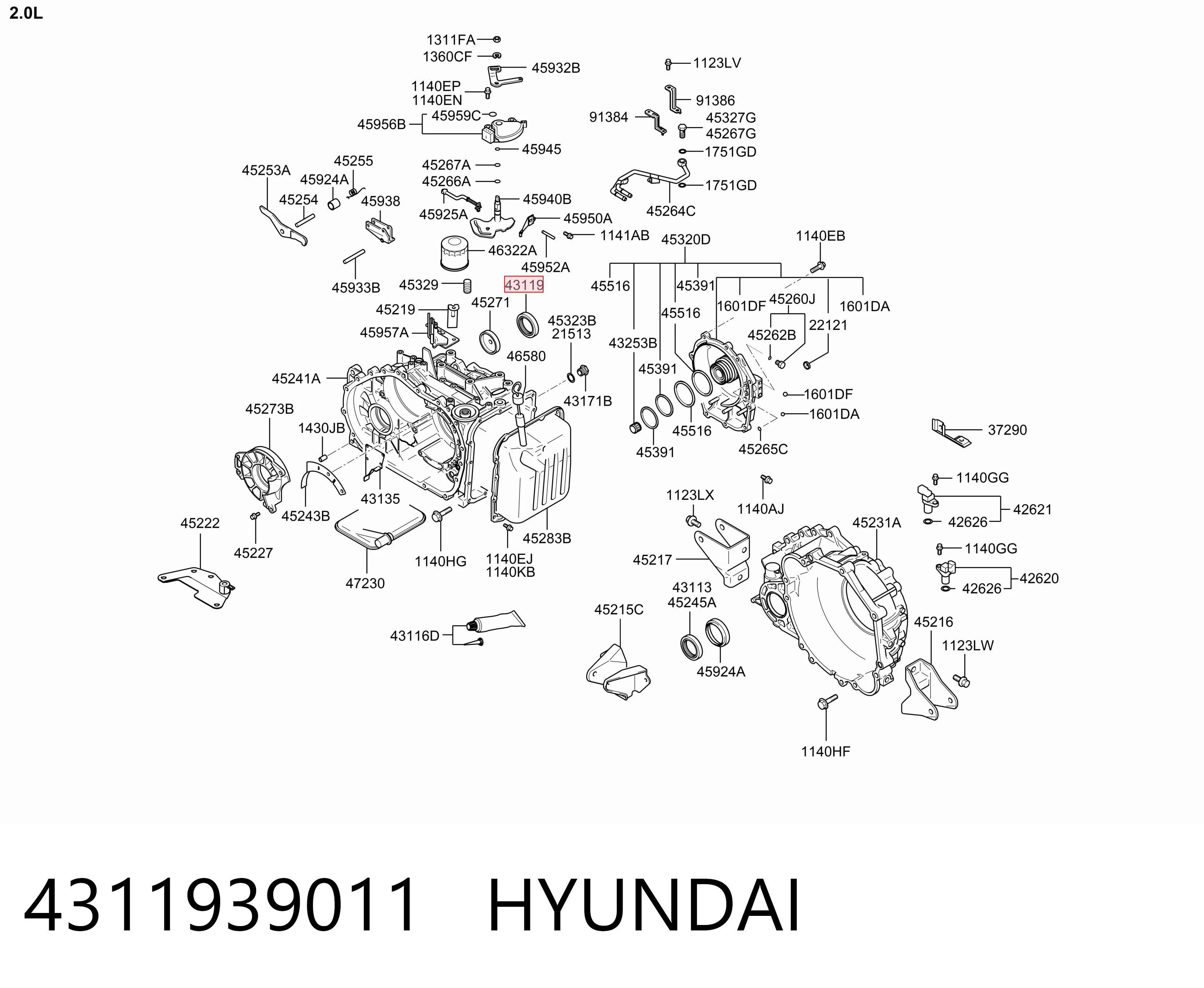 4311939011 Hyundai/Kia Retén del semieje delantero