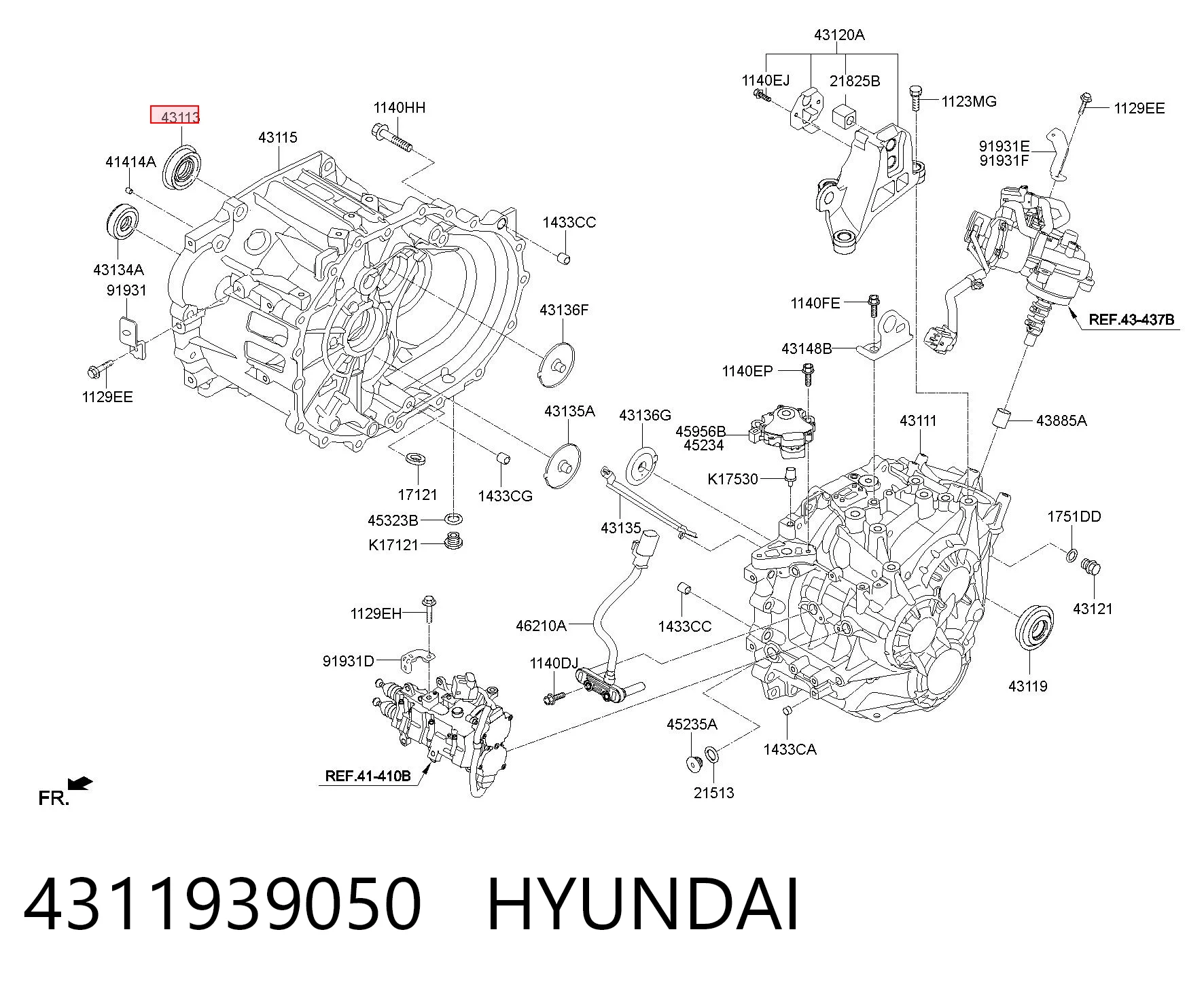4311939050 Hyundai/Kia Retén del semieje delantero