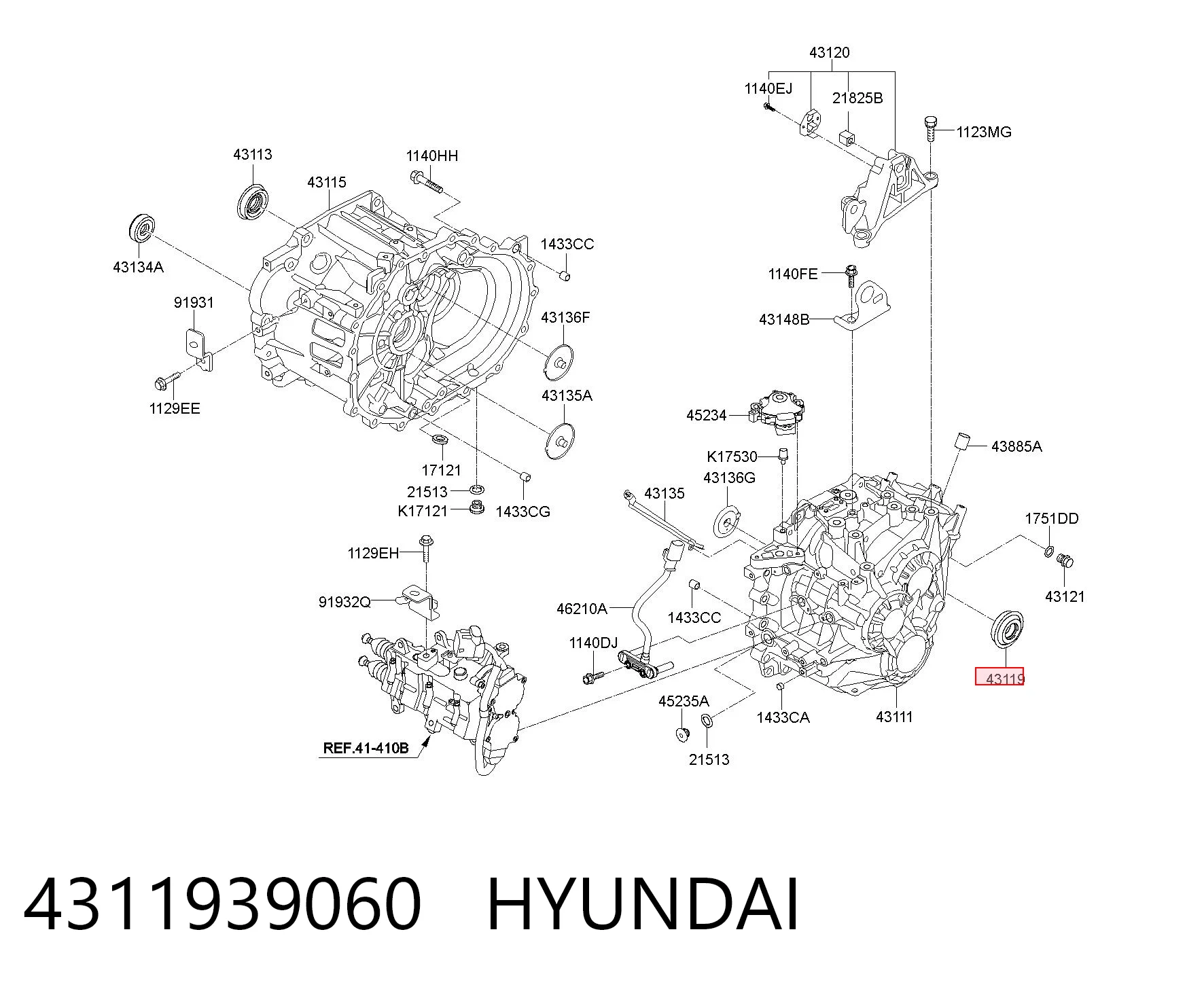 4311939060 Hyundai/Kia Retén del semieje delantero